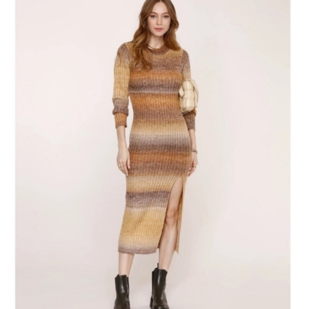 Heartloom Marina Ombre Stripe Midi Sweater Dress Size L